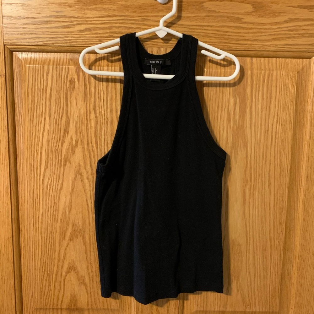 Black high-neck crop top
